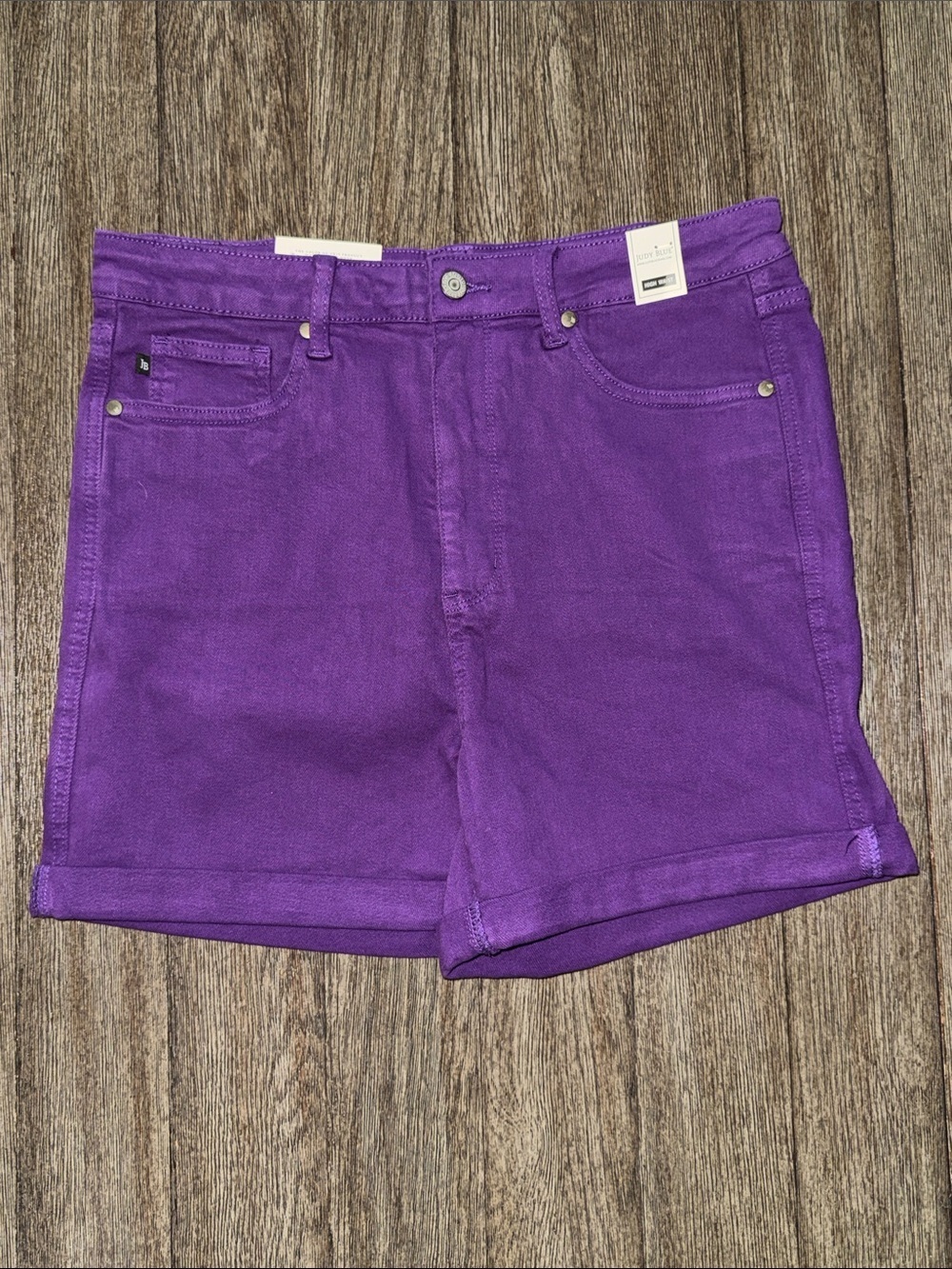 Judy Blue Purple High Waisted Tummy Control Garment Dyed Shorts